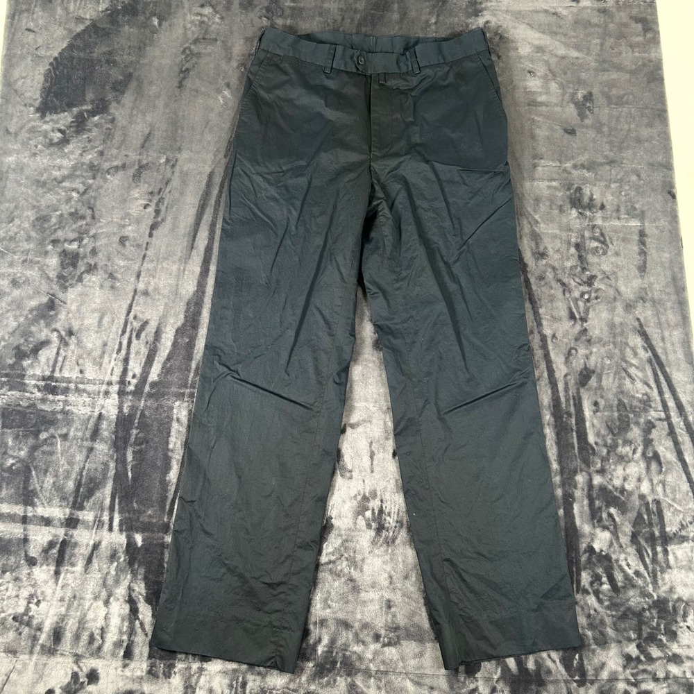 Faconnable Trousers Mens 34 Black Cotton Straight Leg Chino Pants